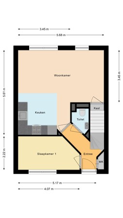 Floorplan - Oude Schans 68A, 3752 AH Bunschoten-Spakenburg